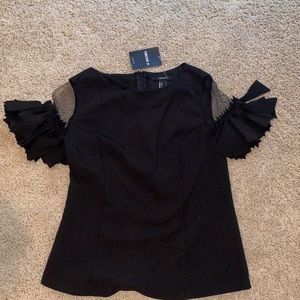 Black fringe sleeve blouse